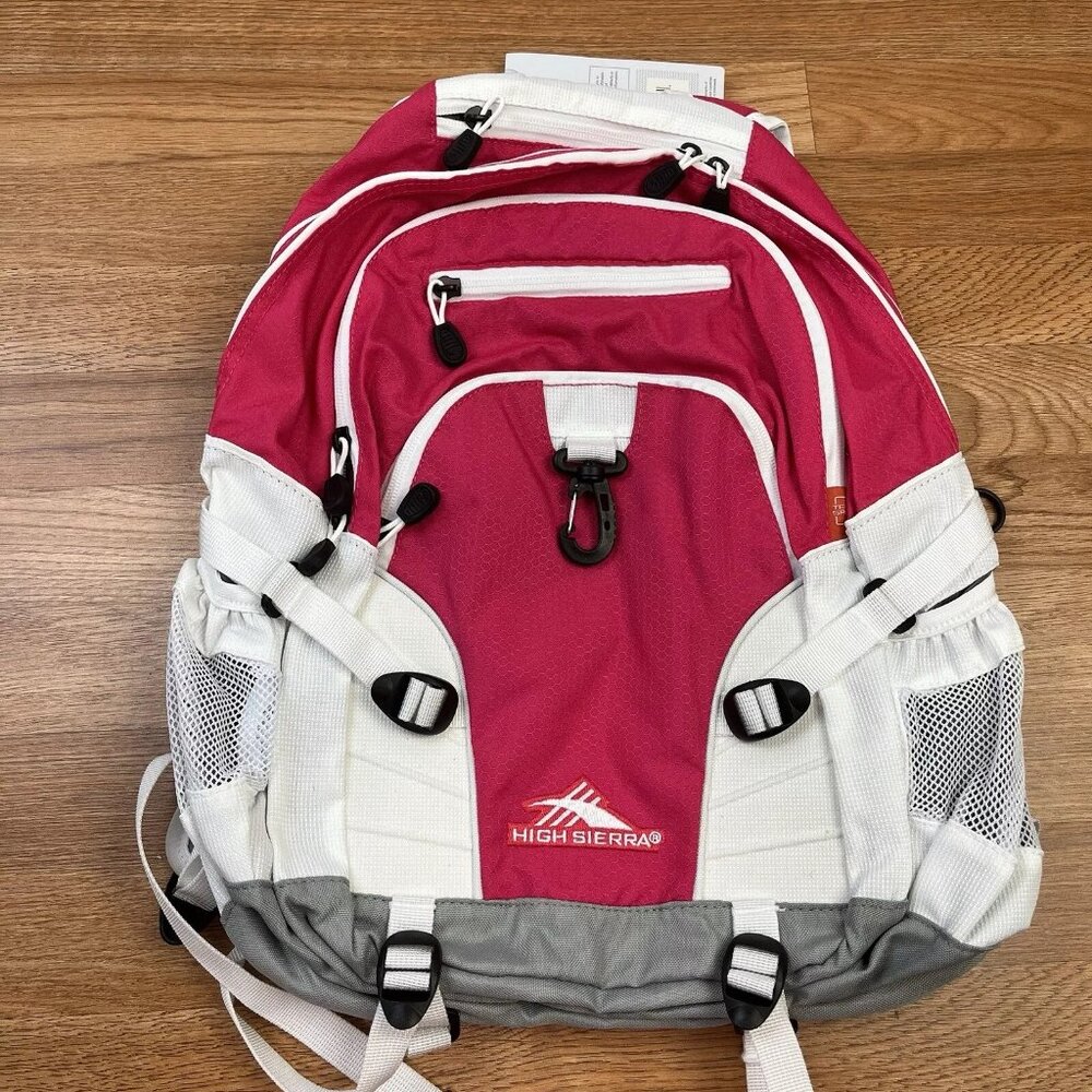 High Sierra Pink White Gray Backpack